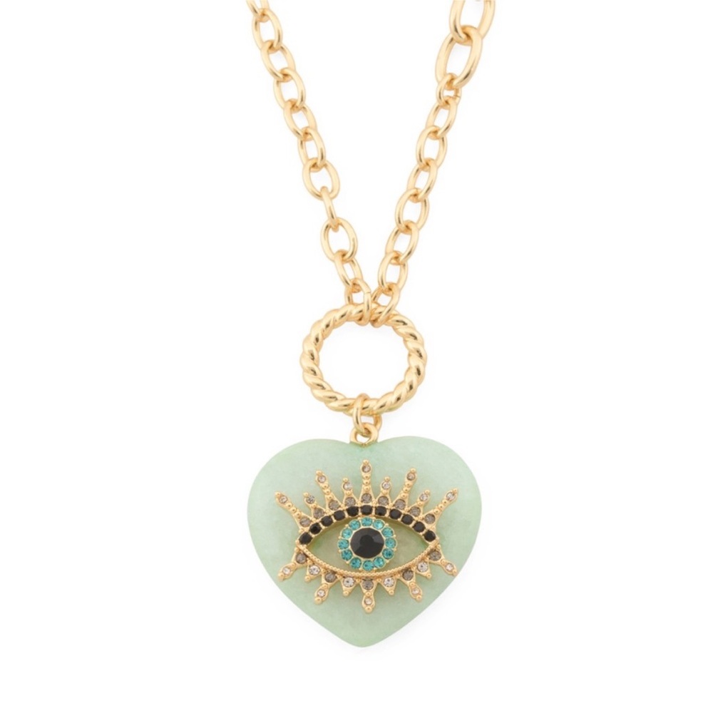 EUC Kurt Geiger London Evil Eye Heart Stone Pendant Necklace